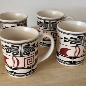 Pendleton Geometric Mugs in Cream, Black, and Red